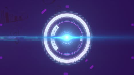 animación del círculo de procesamiento sobre fondo púrpura