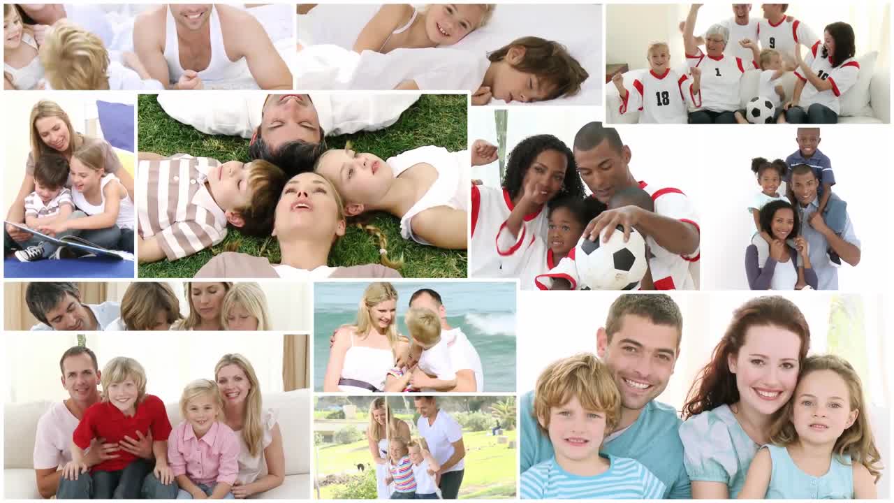 다양한 가족이 즐겁게 지내는 애니메이션