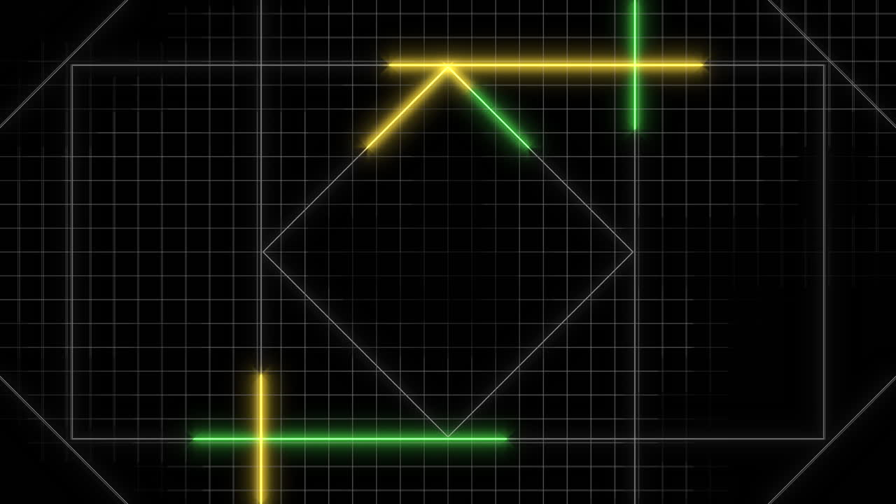 Colorful intersecting lines create a symmetrical geometric pattern in this design element. The dynamic use of green, yellow, and red adds vibrancy and visual appeal to the composition