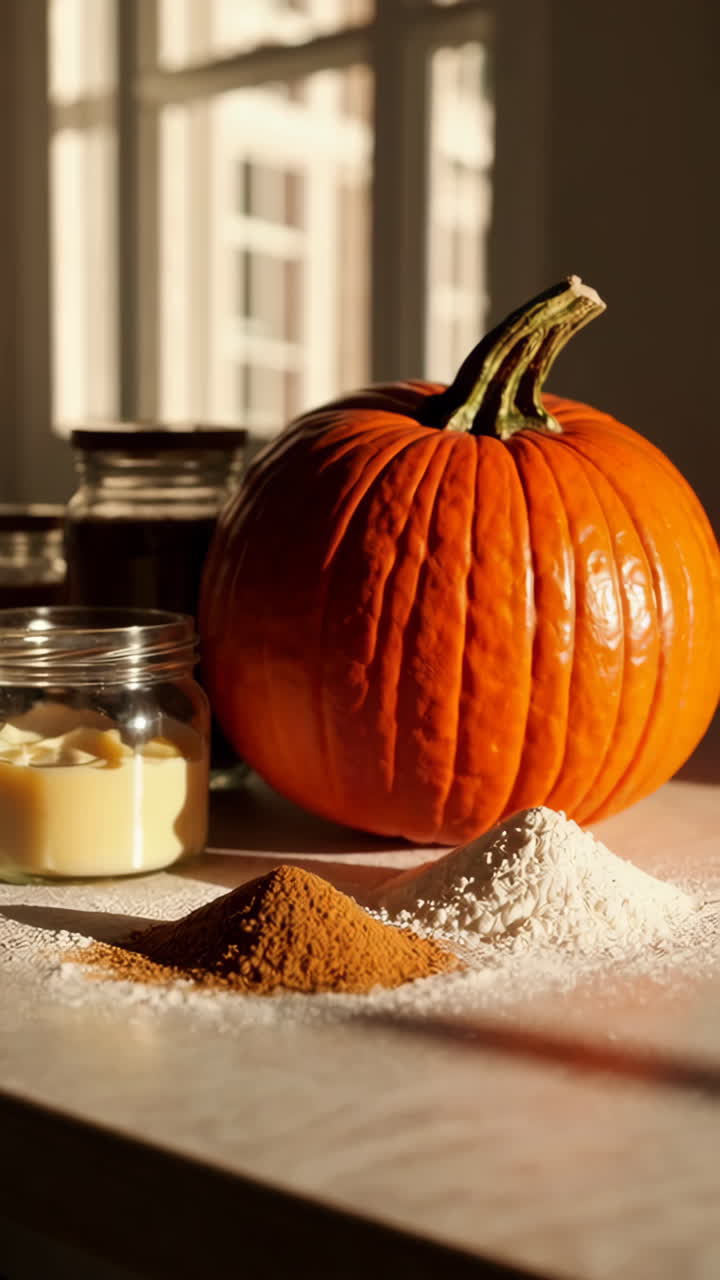 Preparing Pumpkin Baking Ingredients