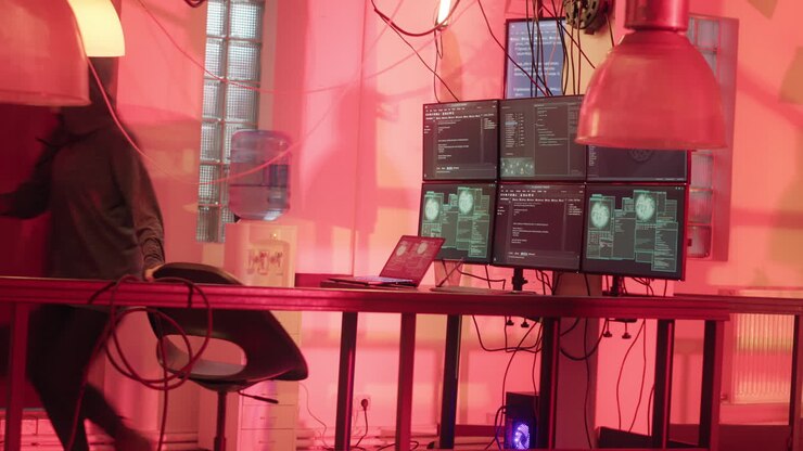 Hacker al lavoro sui computer