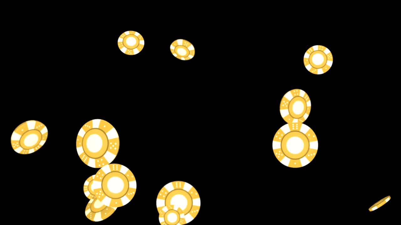 Luxury casino chip gold and diamond 4k 3d alpha green screen loop animation casino gambling chips