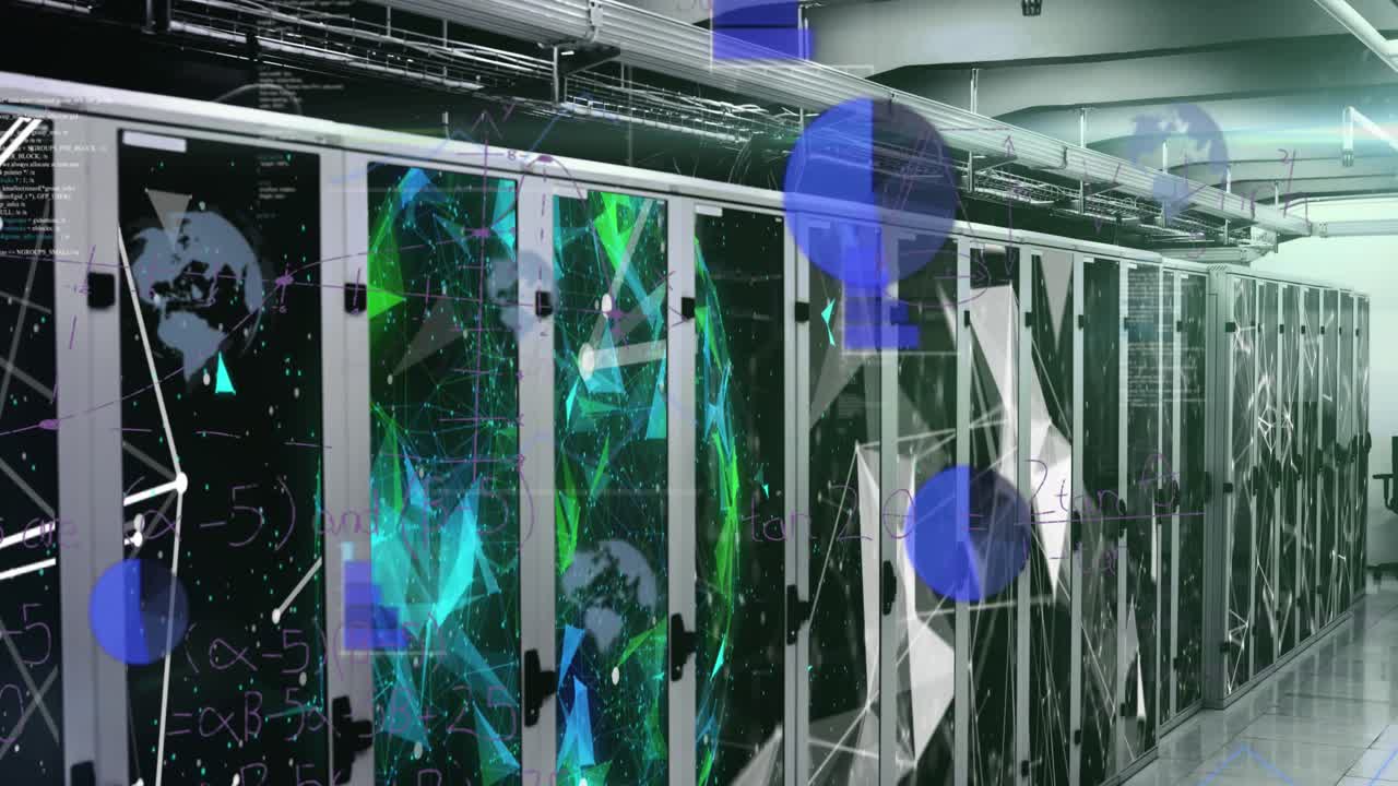 Animation of data processing over server room