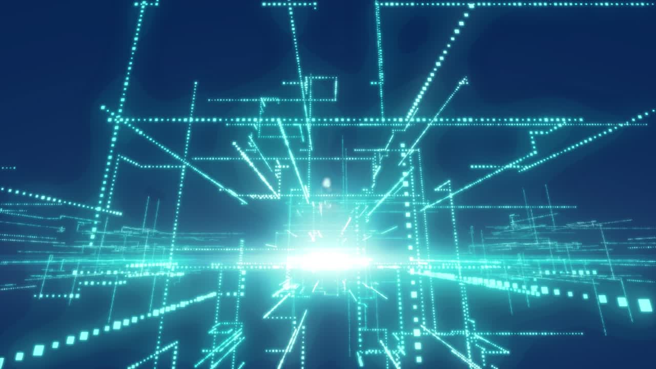 Animation of network of connections with icons over 3d constructions