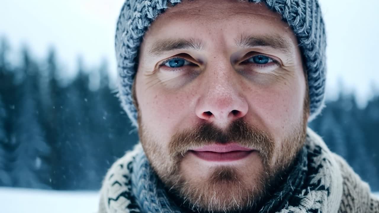 retrato en primer plano de un hombre en invierno