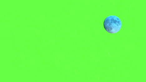 small full moon rising across green screen sky background template