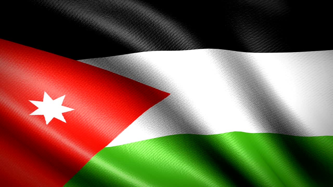 Bandeira da Jordânia. Animação em Loop Contínuo. Vídeo 4K de Alta Definição