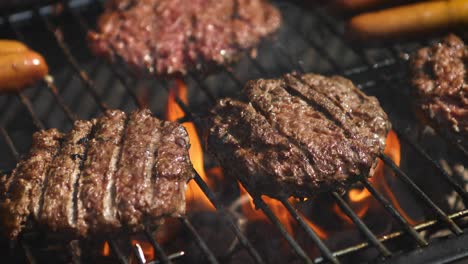 Mixed-american-barbecue-food-on-hot-grill