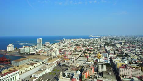 overflying downtown veracruz city on a sunny day