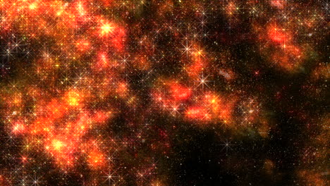 universo con estrellas voladoras con destellos y nubes rojas