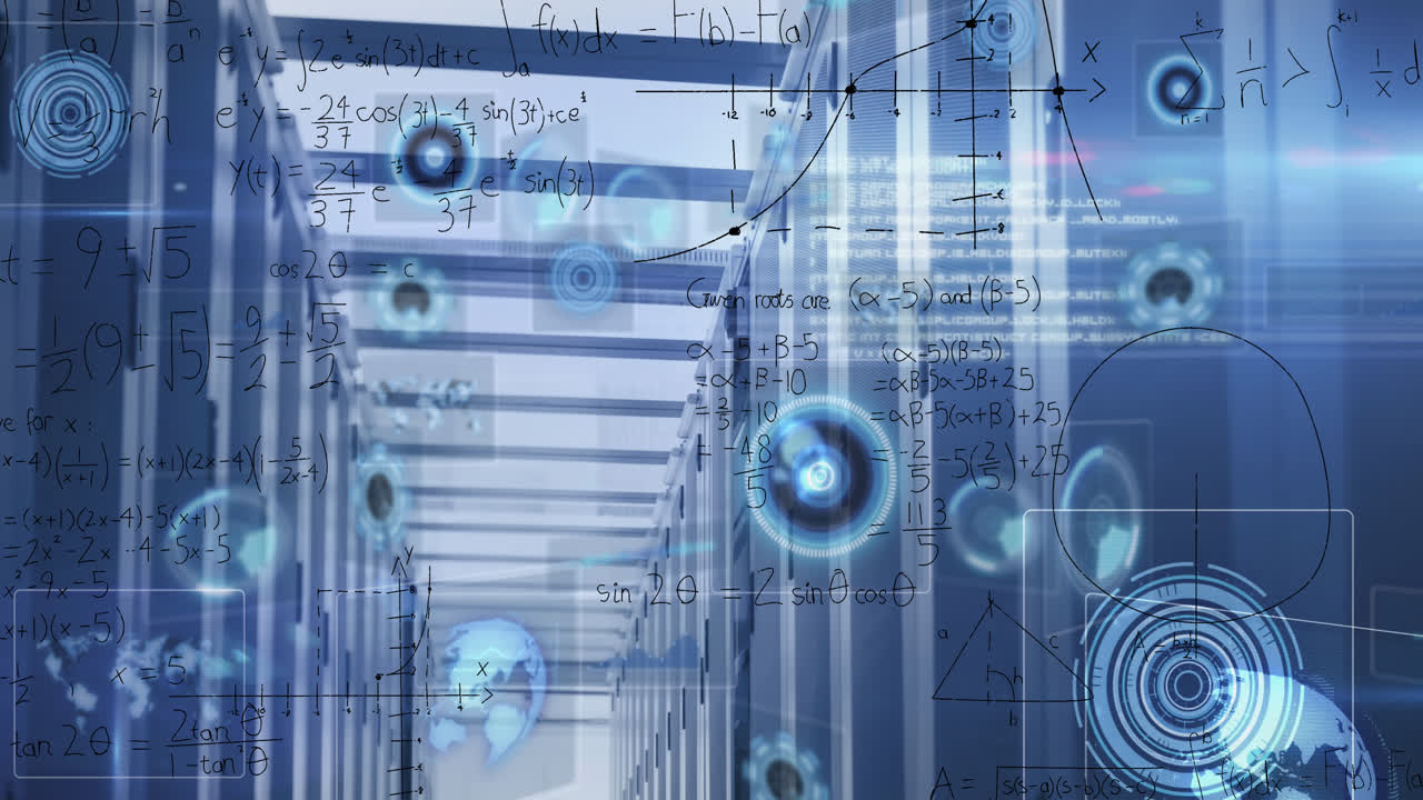 animación del procesamiento de datos en la sala de servidores