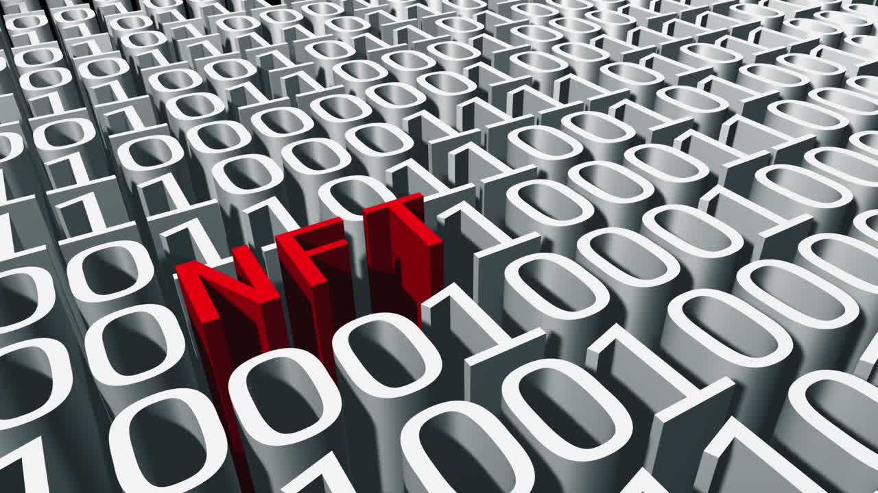 NFT binary code abstract concept 3D animation