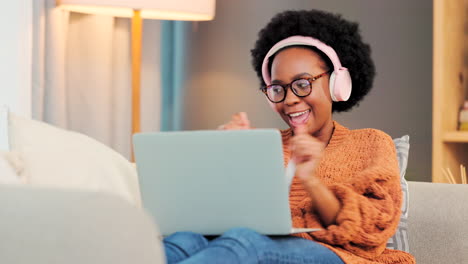 carefree, happy and relaxed woman listening to