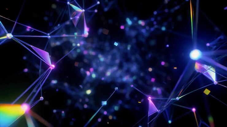 Abstract Digital Network Connection with Glowing Nodes and Lines
