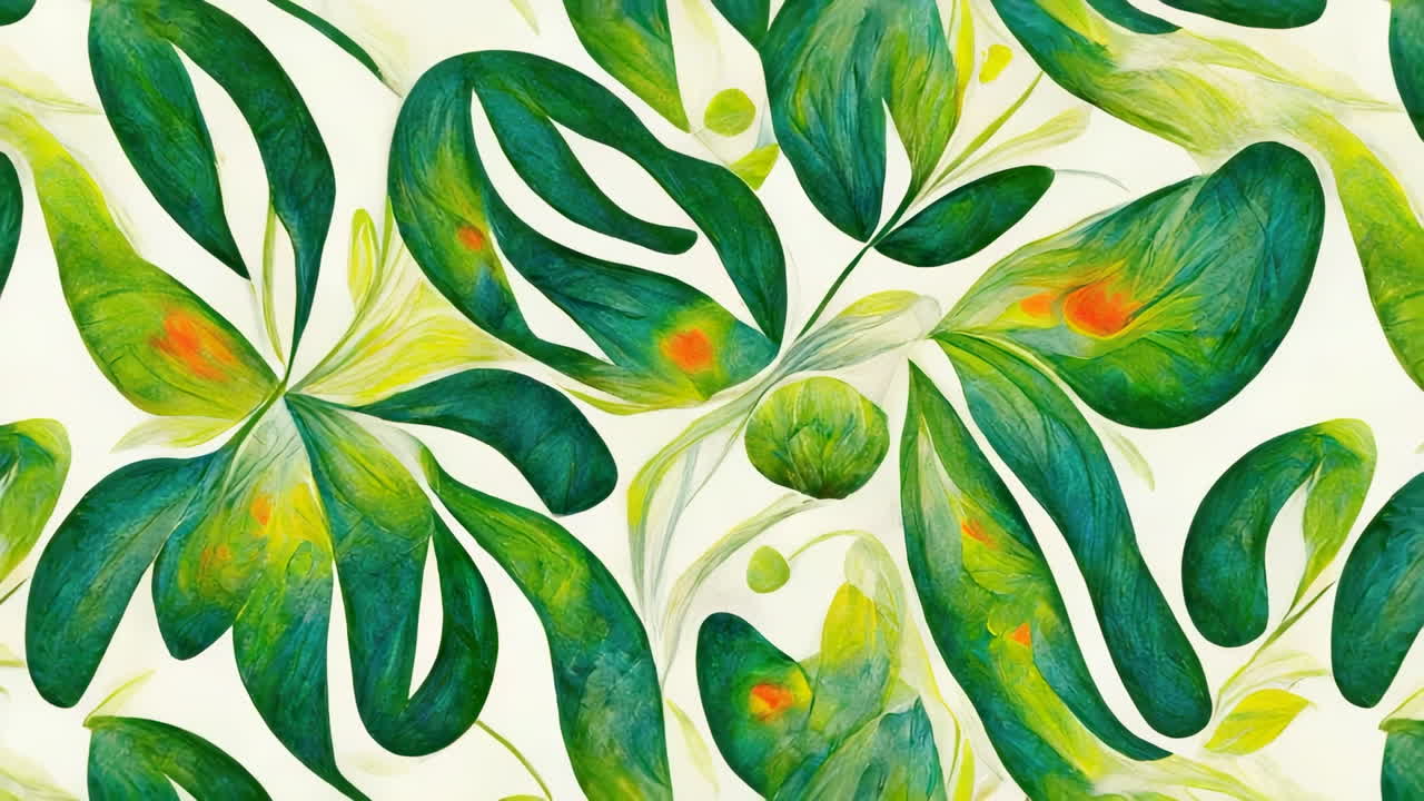 Abstract Green and Yellow Botanical Pattern