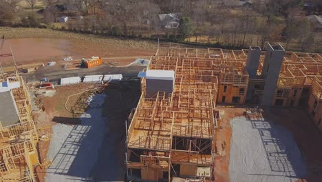 Aerial-view-of-apartments-under-construction-in-country-suburbs