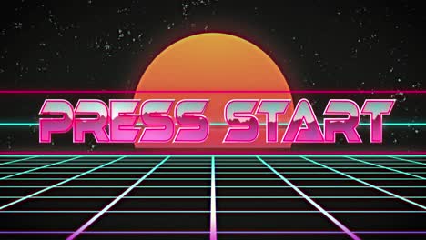 animation of press start text over shapes