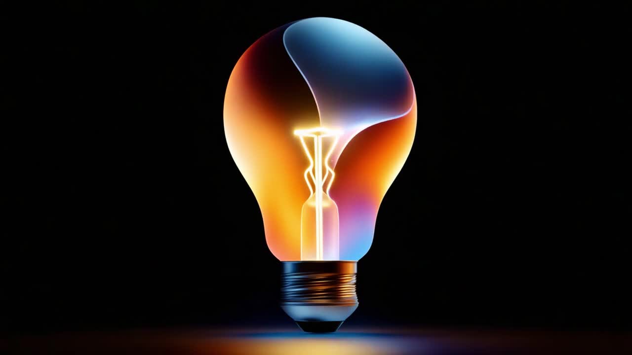 A Stunning Visual Representation of a Light Bulb with a Unique Color Gradient and Innovative Design, Set Against a Dark Background, Emphasizing Creativity and Illumination Concepts