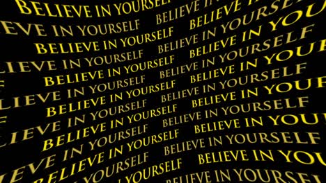 believe in yourself motivational rotating yellow text animation on black background