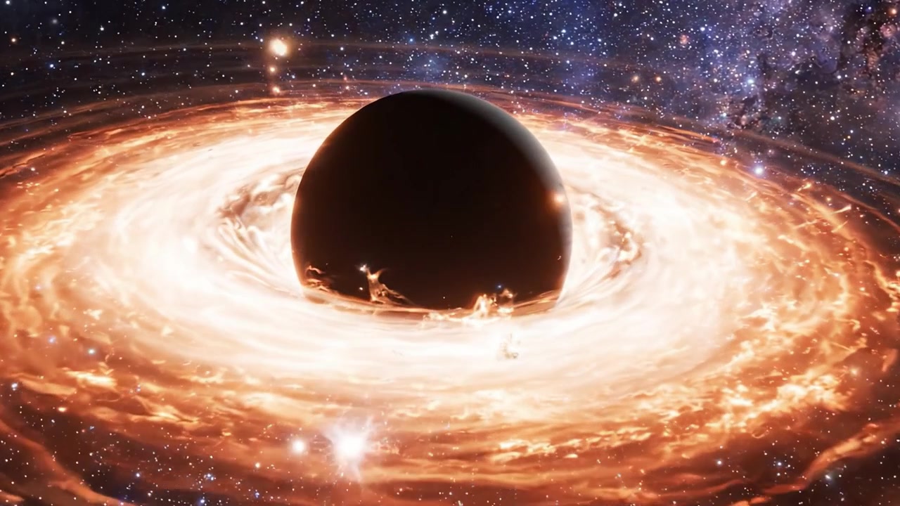 Captivating Views of a Cosmic Phenomenon: A Black Hole Surrounded by Spiraling Accretion Disks in the Depths of Space, Showcasing a Dance of Light and Gravity