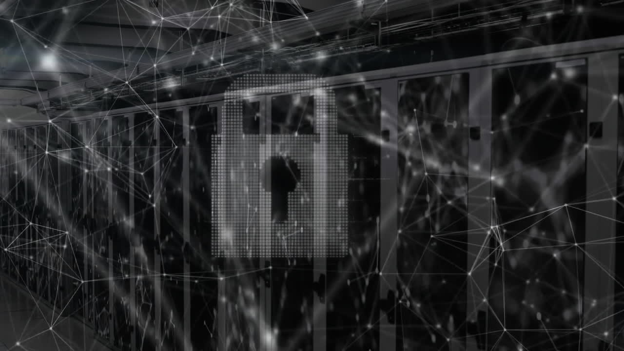 서버 을 통한 연결 네트워크와 함께 락 아이콘의 애니메이션