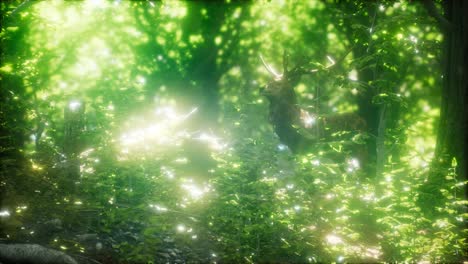 great red deer in a green forest