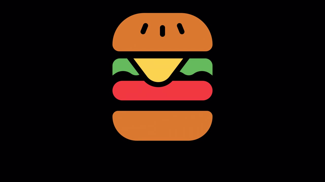 Icona hamburger animata che si espande e si contrae su sfondo nero