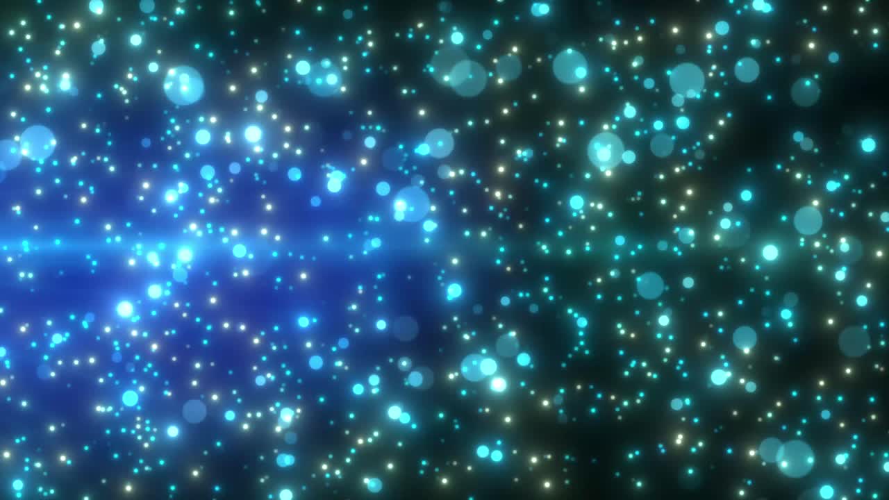 Animazione di scintillanti particelle glitter blu, isolata su sfondo nero