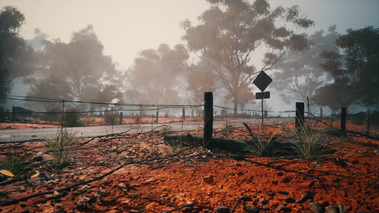 안개 속 의 시골 도로