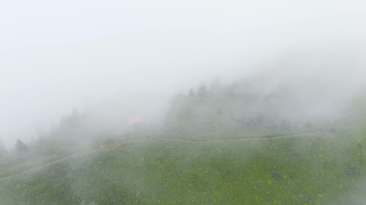 Mystical Morning Clouds Over Miranjani Peak 4k Drone View