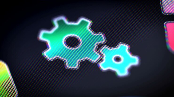 Gear icon on the screen. Looping.