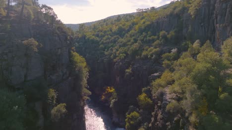 aerial view of a canyon and river