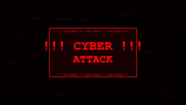 Cyber Attack Warning Message on Digital Background