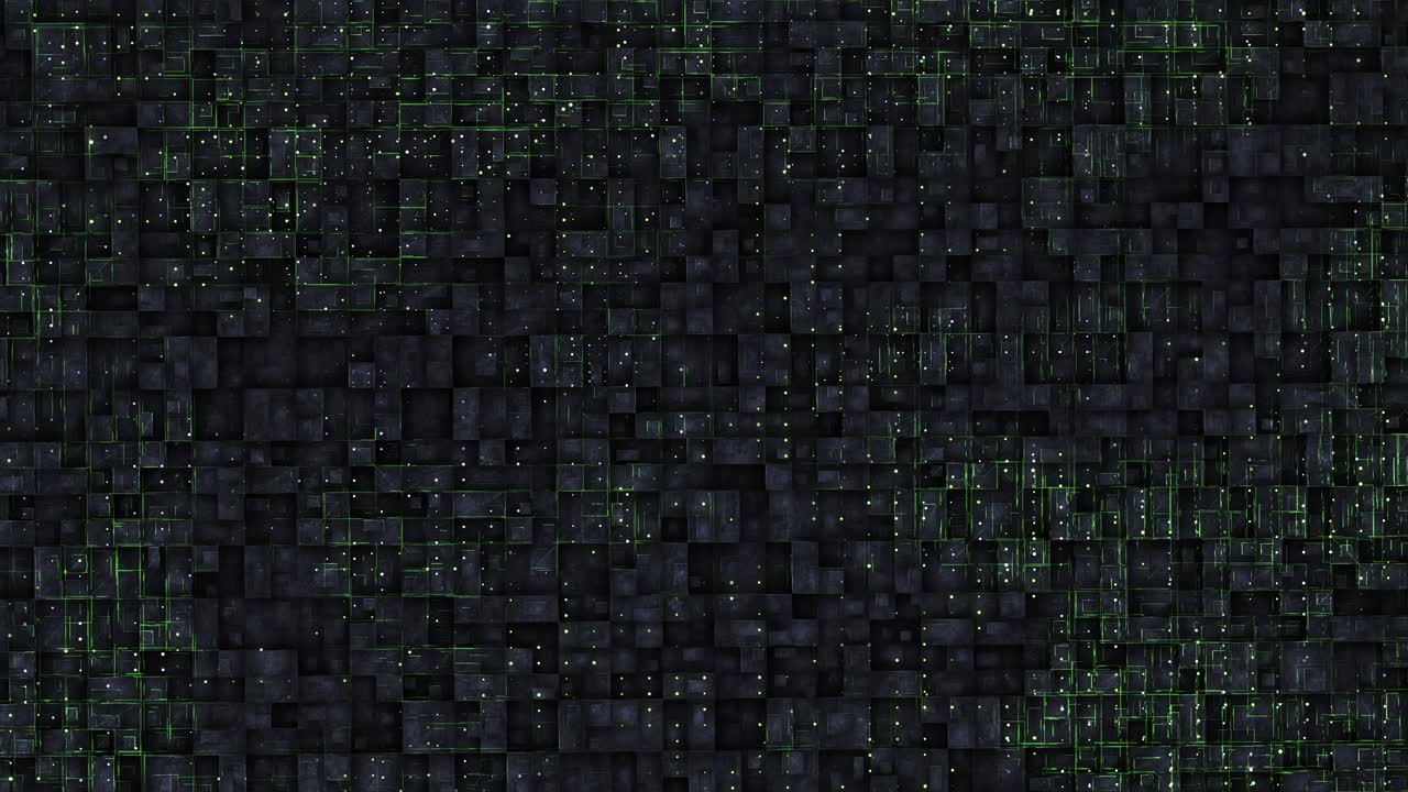 Digital background with neon circuit and cube