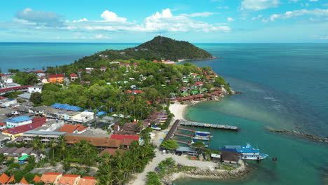 small port of a topical island of thailand at sunny day