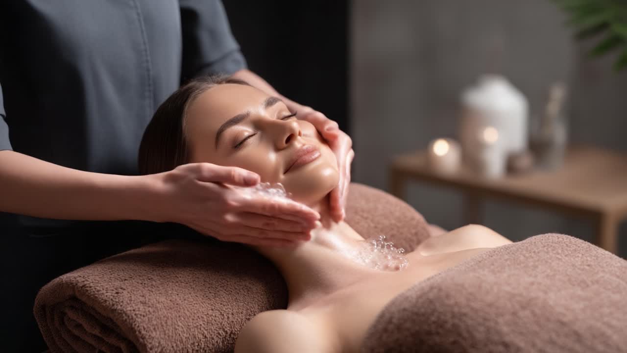 Indulge in Serenity: A Relaxing Facial Treatment Experience Captured in a Tranquil Spa Setting with Soft Lighting and Calming Atmosphere