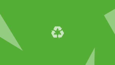 green recycling symbol icon zooming in with green background