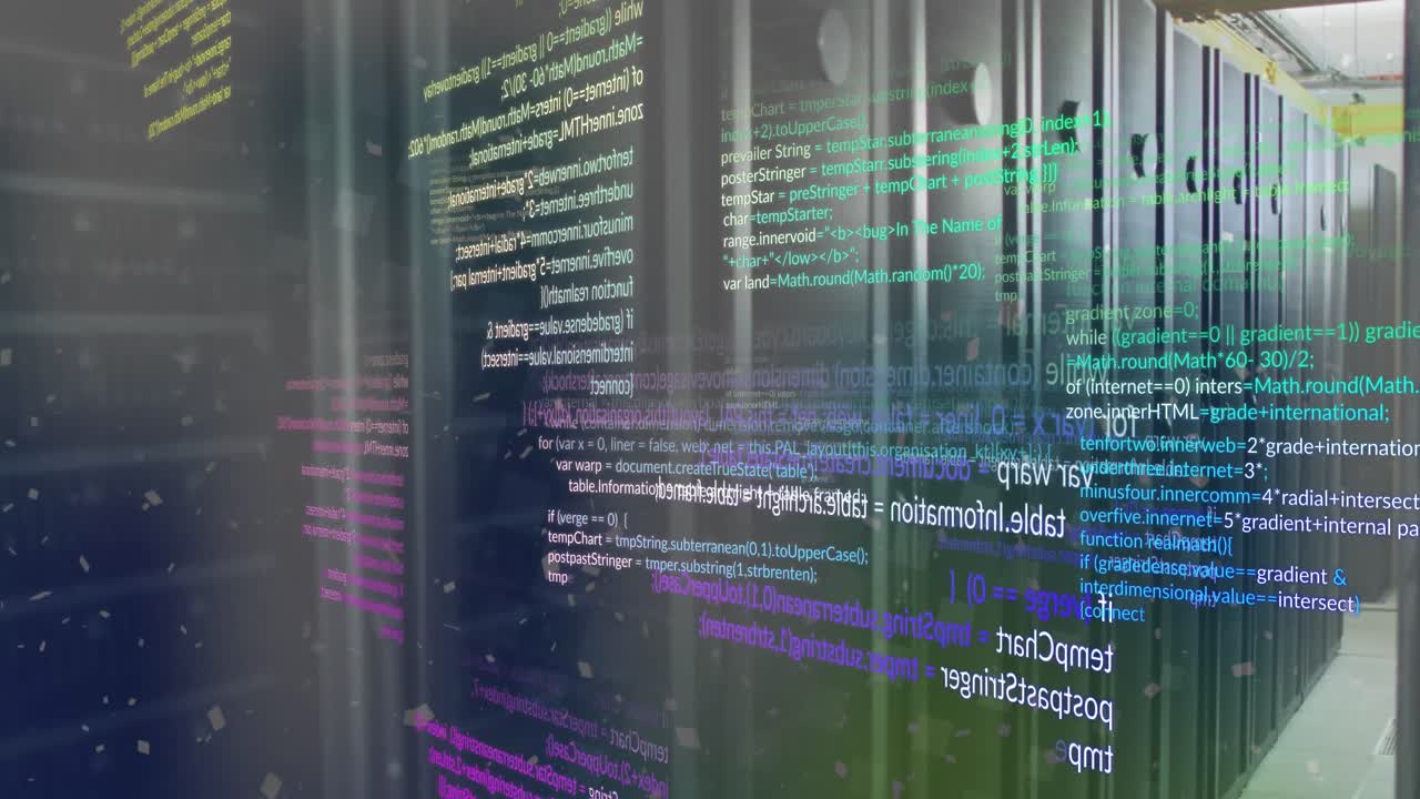 animación del procesamiento de datos a través de servidores informáticos