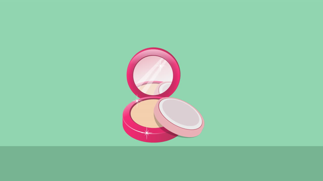 Animation of face powder icon on green black background
