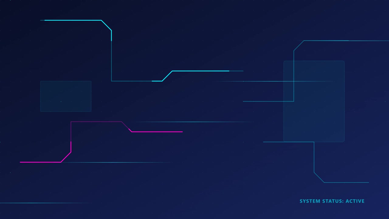 Abstract Digital Interface with Moving Geometric Lines and System Status