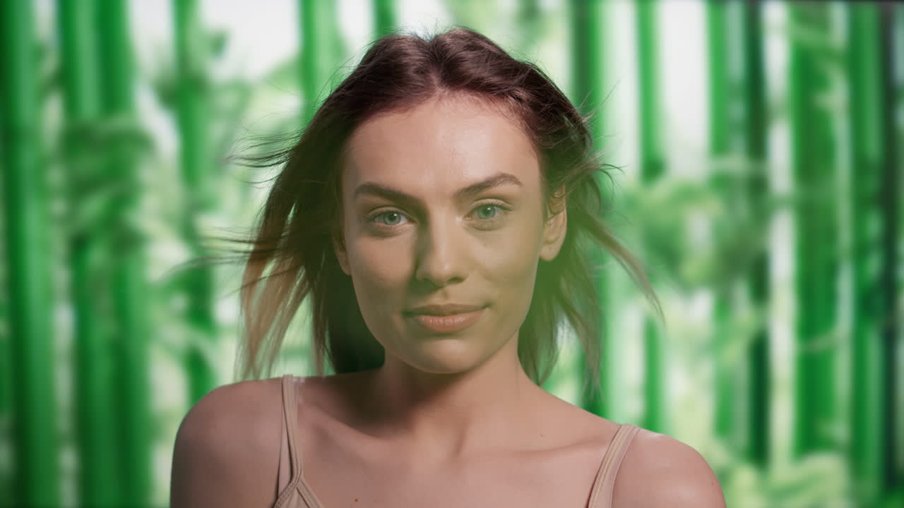 Beauty portrait with bamboo background