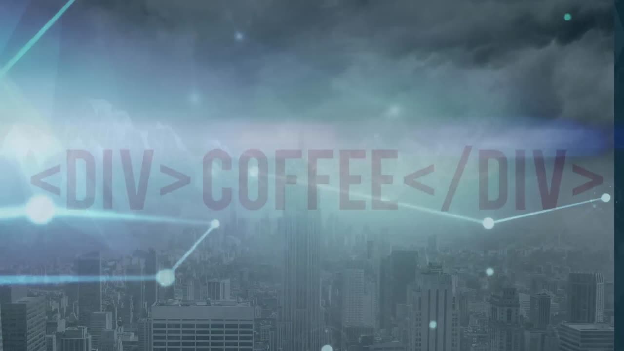 도시 풍경 위의 데이터 처리 애니메이션