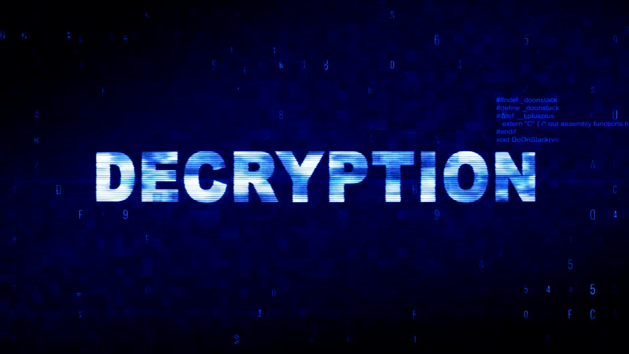 Decryption Text Digital Noise Twitch Glitch Distortion Effect Error Animation.