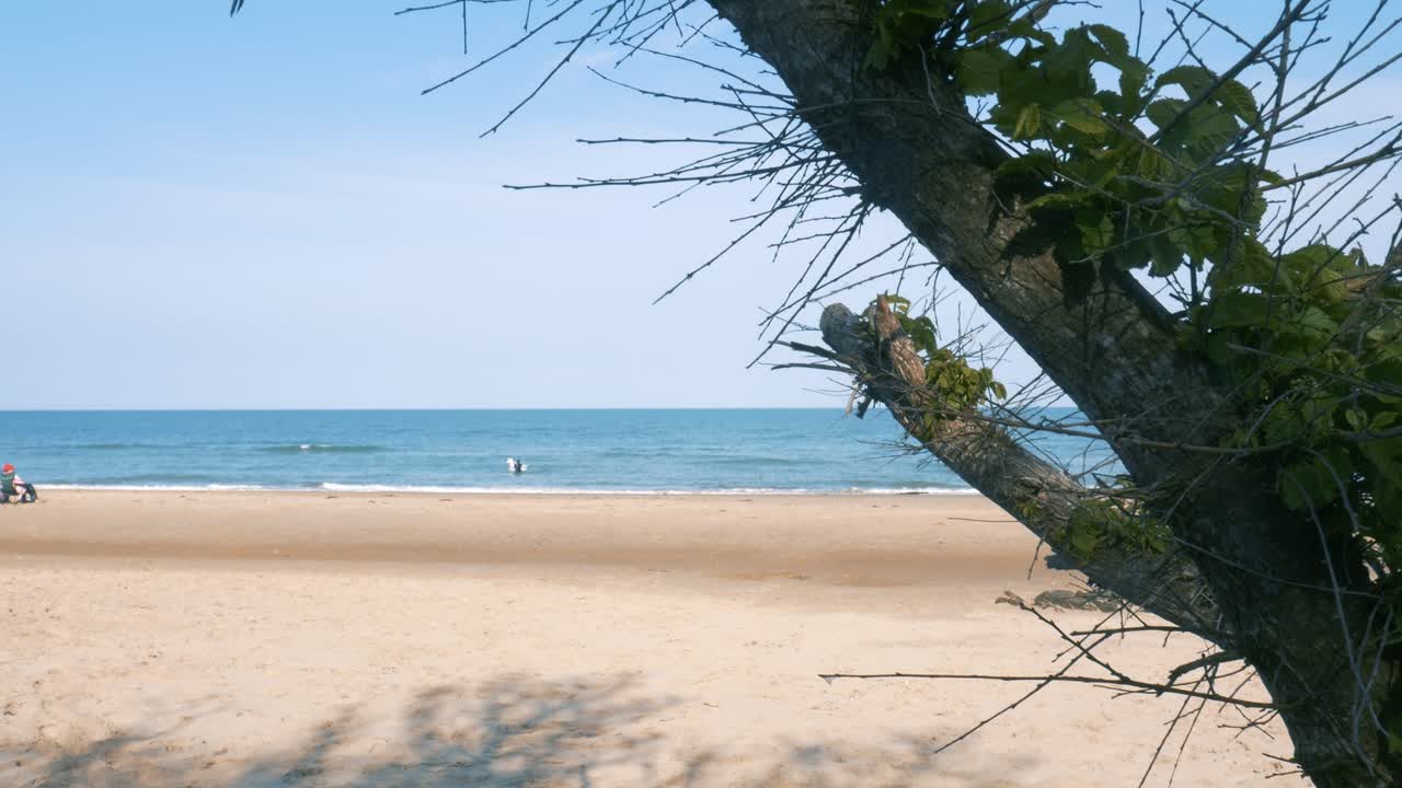 Happy pleasant day at Britas bay Ireland beach