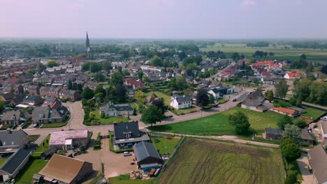 Centro-De-La-Aldea-De-Brabante-Budel-Drone-Horizonte-Aéreo-De-Casas-E-Iglesia-Parte-Del-Municipio-De-Cranendonck