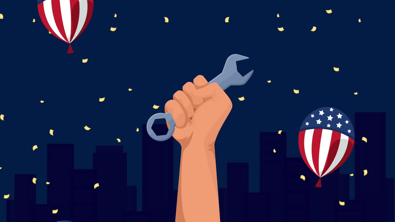 usa labor day animation with balloons helium