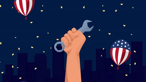 usa labor day animation with balloons helium