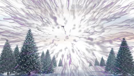 Animation-of-fireworks-over-winter-landscape