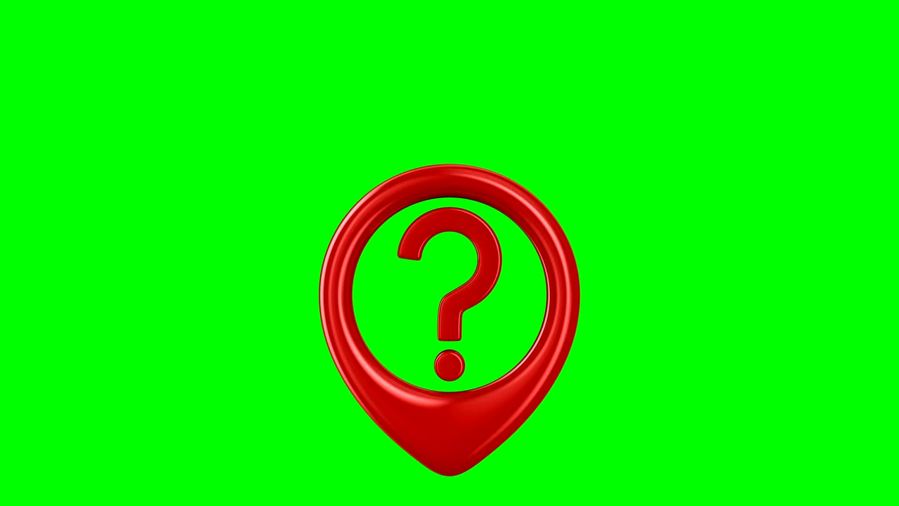 Rotating question mark on green background. Isolated 3D render