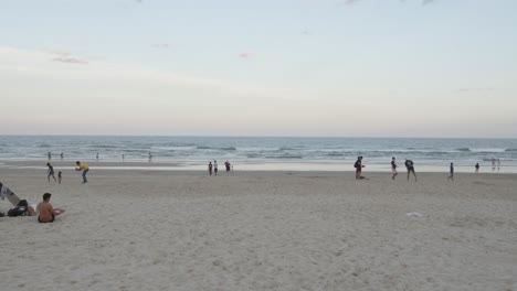 australia gold coast beach with people in afternoon, calm sea waves